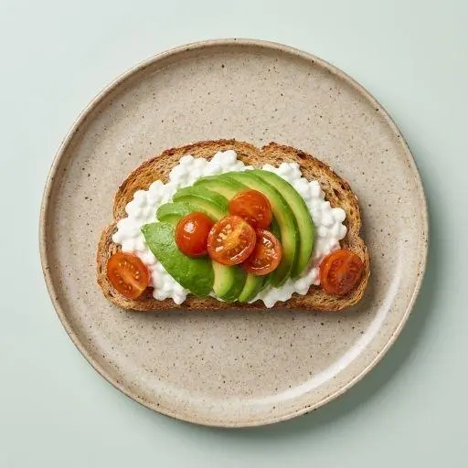 Pan integral con cottage y aguacate