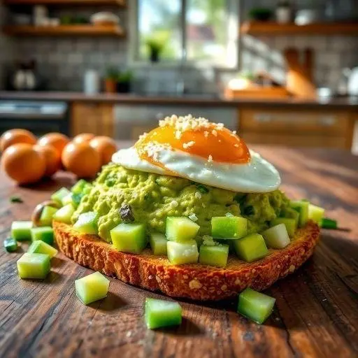 Tostada de guacamole y huevo